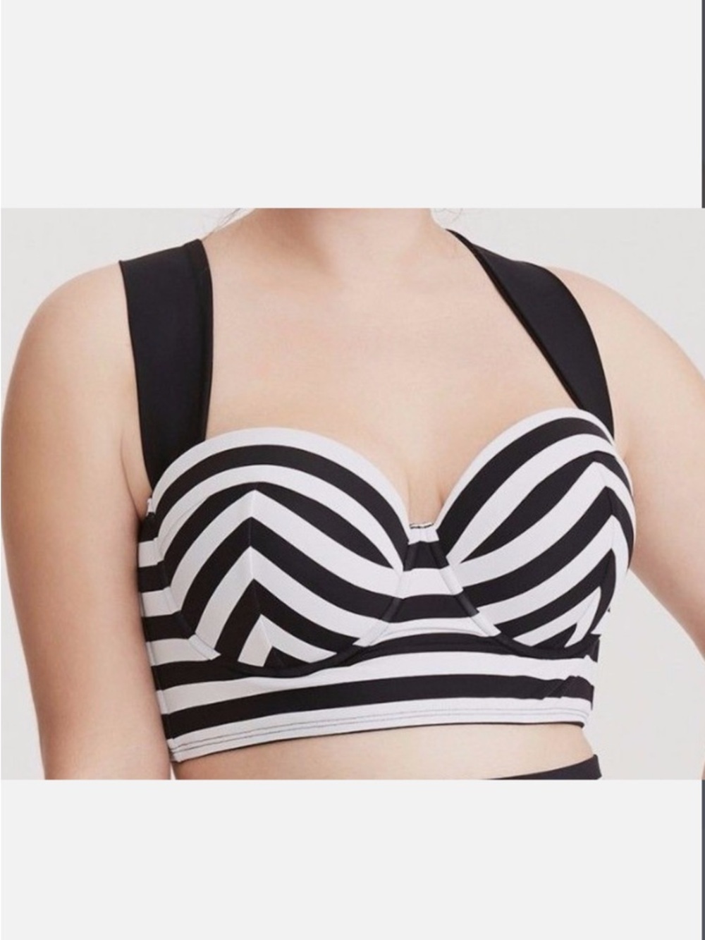 Torrid Striped Halter Bikini Top Black White adjustable NEW 4X - Picture 3 of 10